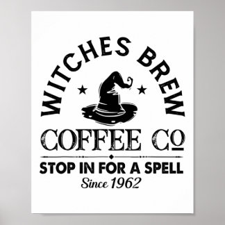 Womens Funny Witch Hexen Brew Coffee Hallowe Poster