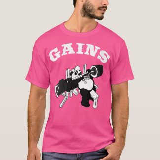 Womens Gains Panda Weightlift Bodybuilding Gym T-Shirt