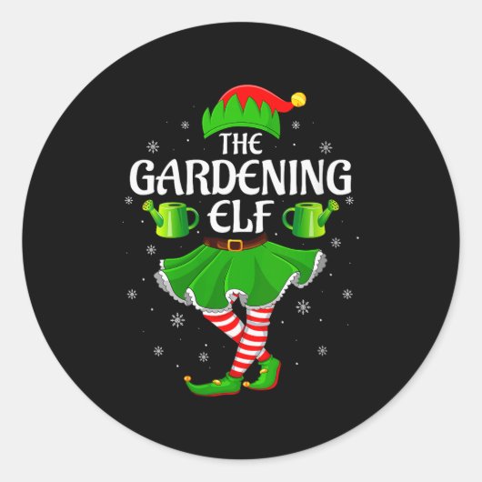 Womens Gardening Elf Christmas Family Girls Women Runder Aufkleber (Vorderseite)