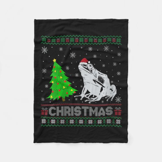 Womens Gift Dart Frog Xmas Tree Lighting Ugly Ch Fleecedecke (Vorderseite)