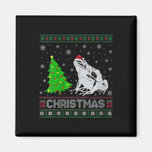Womens Gift Dart Frog Xmas Tree Lighting Ugly Ch Magnet (Vorne)