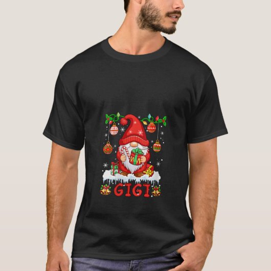 Womens Gigi Christmas Gnome farbenfrohe Lichter Ma T-Shirt (Vorderseite)