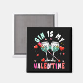 Women's Gin Is My Valentine Hearts Matching Drinke Magnet (Vorderseite/Rückseite)