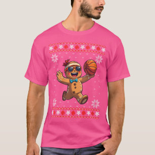 Womens Gingerbrot Cookie Basketball Ugly Christma T-Shirt