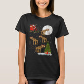 Womens Giraffe Santa Sleigh Flying Funny Magical C T-Shirt (Vorderseite)