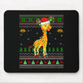 Womens Giraffe Ugly Christmas Sweaters Holiday San Mousepad (Vorne)