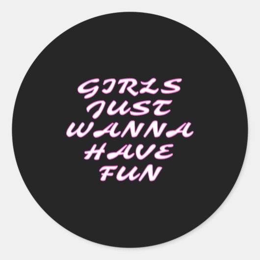 Womens Girls Just W Have Fun V-neck Runder Aufkleber (Vorderseite)