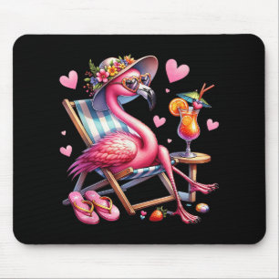 Womens Girls Pink Flamingo Beach Palm Tree Niedlic Mousepad