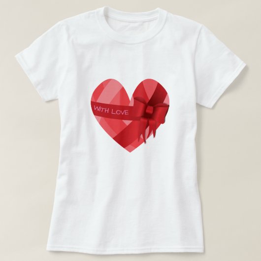 Womens Girls Valentine T - Shirt Rotes Herz Liebe (Design vorne)