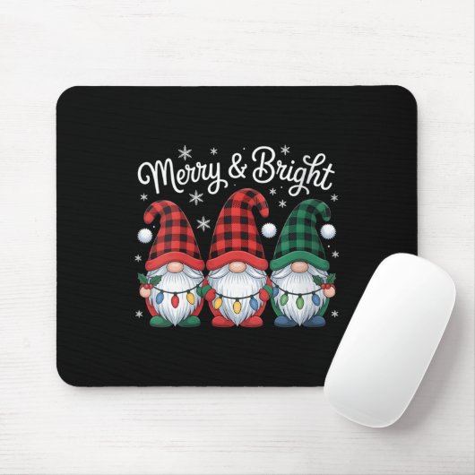 Womens Gnomes Merry And Bright Christmas Lights Bu Mousepad (Mit Mouse)