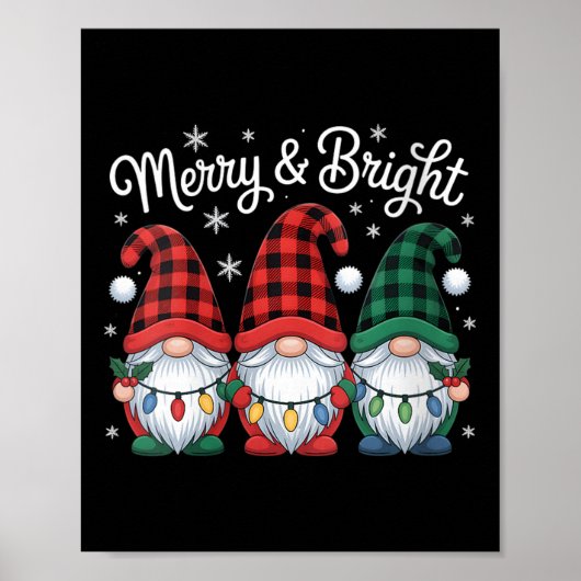 Womens Gnomes Merry And Bright Christmas Lights Bu Poster (Vorne)