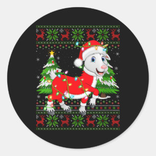 Womens Goat Xmas Sweater Style Ugly Santa Goat Cho Runder Aufkleber
