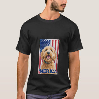 Womens Golden Doodle Labradoodle Dog 4. Juli T-Shirt