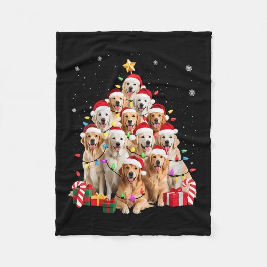 Womens Golden Retriever Christmas Tree Ornament De Fleecedecke (Vorderseite)