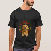 Womens Golden Retriever Christmas Wreath Funny Xma T-Shirt (Vorderseite)