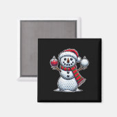 Womens Golf Ball Snowman Funny Frohe Weihnachten T Magnet (Vorderseite/Rückseite)