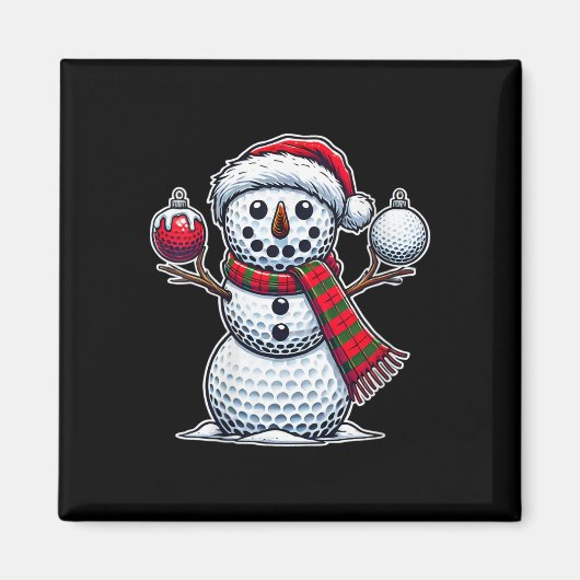 Womens Golf Ball Snowman Funny Frohe Weihnachten T Magnet (Vorne)