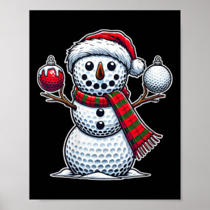 Womens Golf Ball Snowman Funny Frohe Weihnachten T Poster