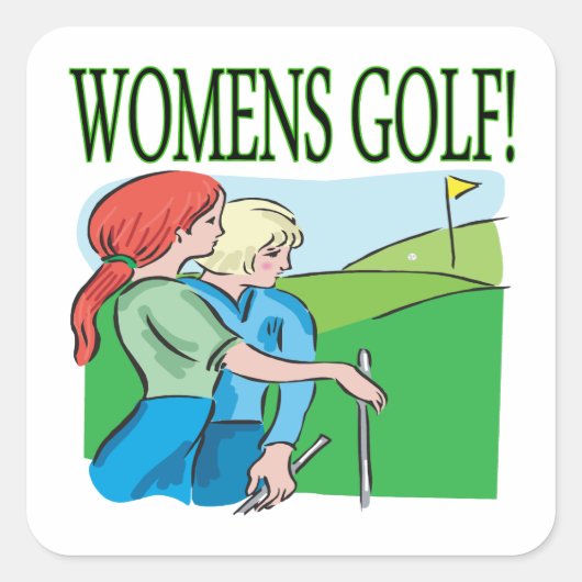 Womens Golf Quadratischer Aufkleber (Vorderseite)