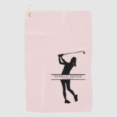 Womens Golf Silhouette Personalized Monogram City Golfhandtuch (Vorderseite)