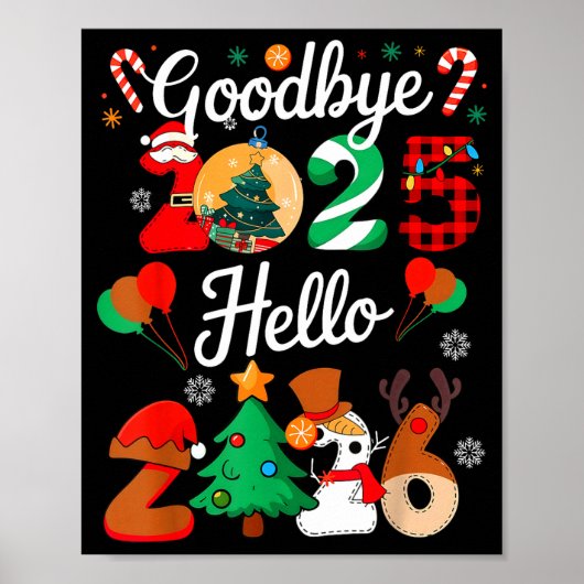 Womens Goodbye 2025 Hello 2026 Christmas Matching  Poster (Vorne)