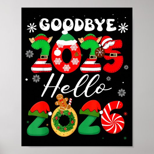 Womens Goodbye 2025 Hello 2026 Christmas Matching Poster (Vorne)