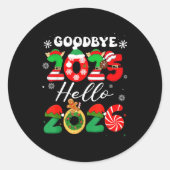 Womens Goodbye 2025 Hello 2026 Christmas Matching  Runder Aufkleber (Vorderseite)