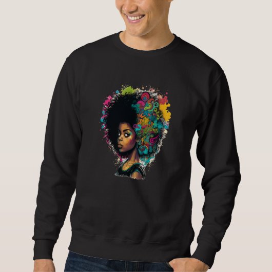 Womens Graffiti Afro Black Women African American Sweatshirt (Vorderseite)