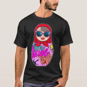 Womens Graffiti Matryoshka Punk Nesting Doll Strea T-Shirt