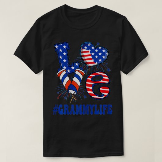 Womens Grammy Liebe USA Flag Oma 4. Juli Fa. T-Shirt (Design vorne)