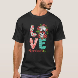 Womens Grand Mere Life Liebe Oma Skull Rose Cos T-Shirt