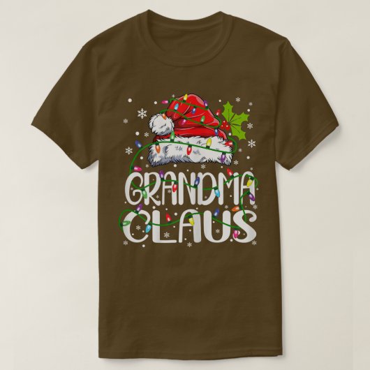 Womens Grandma Claus Christmas Lights Pajama Fami T-Shirt (Design vorne)