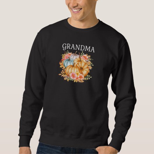 Womens Grandma Colorful Pumpkins Fall Autumn Flowe Sweatshirt (Vorderseite)