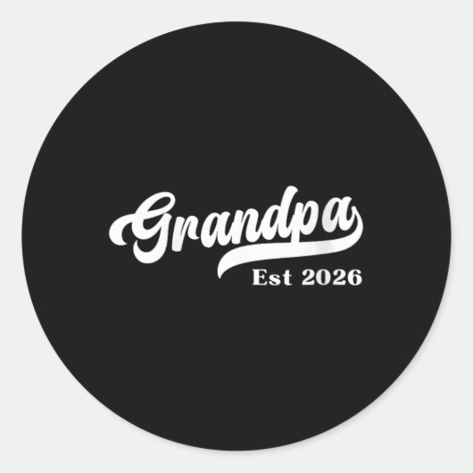 Womens Grandpa Est 2026 New Grandfather Design V-n Runder Aufkleber (Vorderseite)