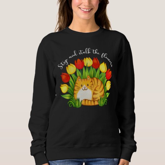 Women's Graphic Cat Mom Garden Flowers Cat 1 Sweatshirt (Vorderseite)