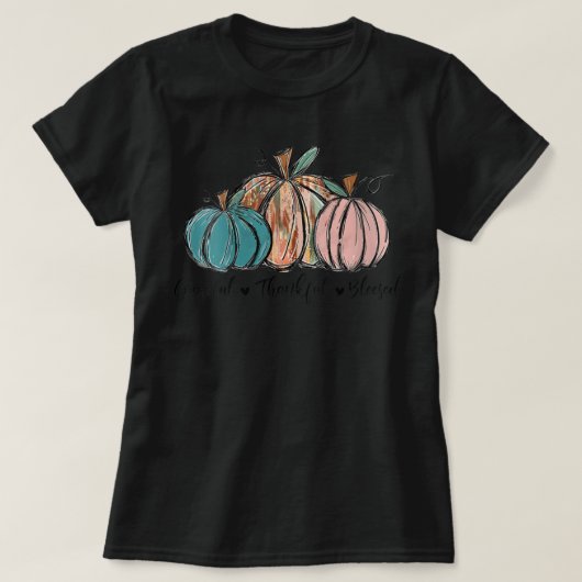 Womens Grateful Thankful Blessed Pumpkin Fall Than T-Shirt (Design vorne)