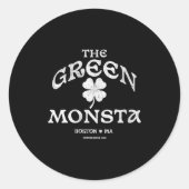Womens Green Monsta Funny Boston M New England Srt Runder Aufkleber (Vorderseite)