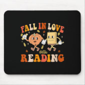 Womens Groovy Fall In Love With Reading Thanksgivi Mousepad (Vorne)