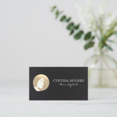 Womens Hair Black Leather Visitenkarte (Stehend Vorderseite)