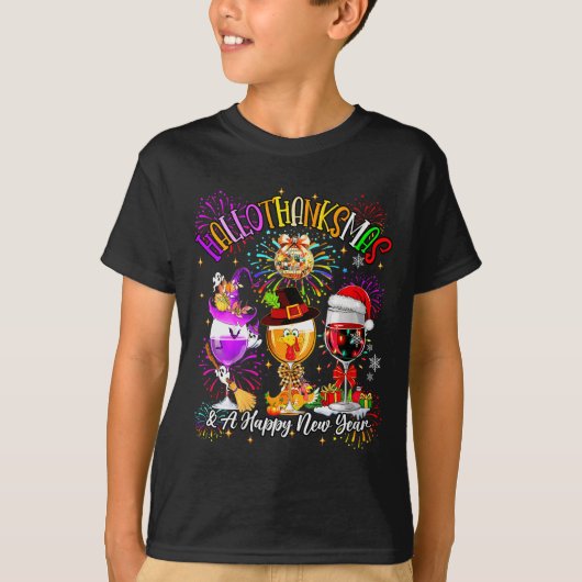 Womens Hallothanksmas & A Happy New Year Firew T-Shirt (Vorderseite)