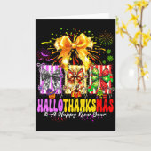 Womens Hallothanksmas &amp; A Happy New Years Eve  Karte (Gelbe Blume)