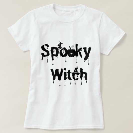 Women's Halloween Black and White Spooky Witch T-Shirt (Design vorne)