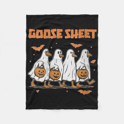 Womens Halloween Fall Goose Sheet Ghost Floral Aut Fleecedecke (Vorderseite)