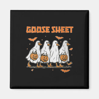 Womens Halloween Fall Goose Sheet Ghost Floral Aut Magnet