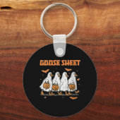 Womens Halloween Fall Goose Sheet Ghost Floral Aut Schlüsselanhänger (Vorderseite)