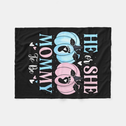 Womens Halloween Pumpkin Gender Reveal He Or She M Fleecedecke (Vorderseite (Horizontal))