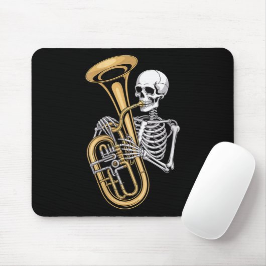 Womens Halloween Skeleton Tuba Tubist V-neck Mousepad (Mit Mouse)