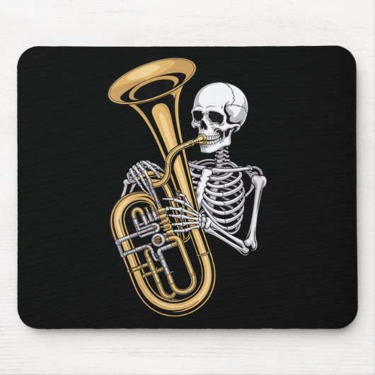 Womens Halloween Skeleton Tuba Tubist V-neck Mousepad (Vorne)