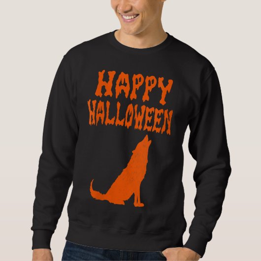 Womens Halloween Wolf Hallow Graveyard Pumpkin Sweatshirt (Vorderseite)