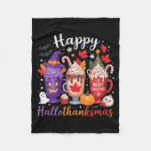 Womens Happy Hallothanksmas Coffee Lover Halloween Fleecedecke (Vorderseite)